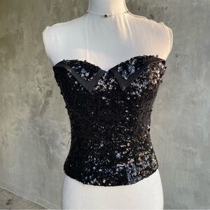 Vintage y2k Black Sequin Bebe Corset